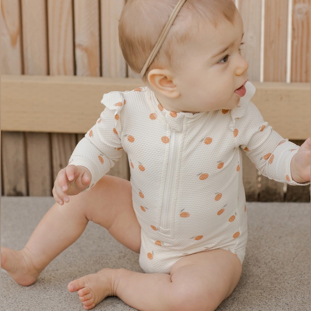 Quincy Mae Cream with Oranges Rashgaurd